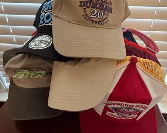 Assorted Baseball Caps: Bull Durham, Paris 2024, Washington Redskins Super Bowl Champions, and FETCH