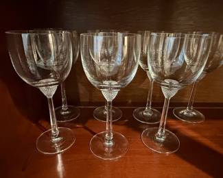 Crystal Wine Glasses with Faceted Stems