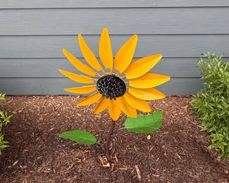 Metal Sunflower Kinetic Wind Spinner Stake