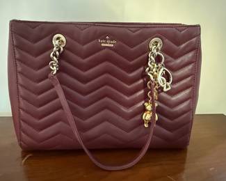 Kate Spade Quilted Leather Tote Bag with Teddy Bear and Spade Charms