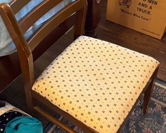 Vintage Wooden Side Chair with Upholstered Seat