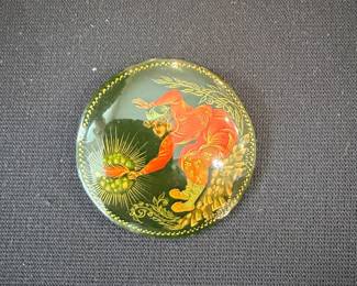 Vintage Russian Lacquer Miniature Brooches