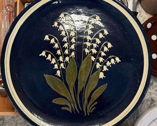 Hand-Painted Ceramic Plate with Lily of the Valley Motif