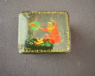 Palekh Russian Lacquer Miniature Box
