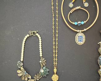 Assorted Costume Jewelry Collection with Floral and Cork Motifs