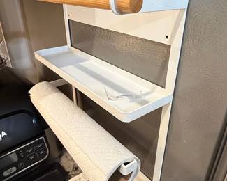 Yamazaki Tosca White Magnetic Kitchen Organizer with Paper Towel Holder