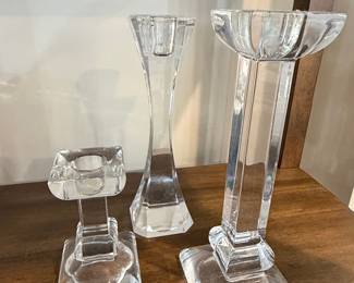 Set of 3 Modern Crystal Taper Candle Holders
