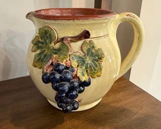 Vintage Wilford & Nan Dean Ceramic Pitcher with Grapes