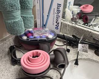 BaBylissPRO Nano Titanium 1-1/2" Flat Iron, Heated Rollers, and Dyson-Style Diffuser Attachment