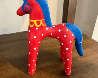 Hand-Painted Ceramic Dala Horse Figurine