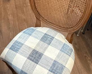 Ethan Allen Oval Back Caned Accent Chair with Upholstered Seat
