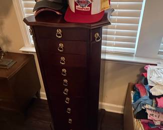 Vintage Jewelry Armoire with Lion Head Pulls