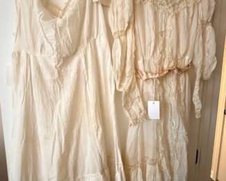 Antique Edwardian Cotton Lace Day Dress and Slip