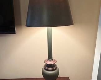 Vintage Chapman Brass Urn Table Lamp with Black Shade
