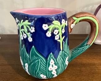Vintage Lily of the Valley Majolica Pitcher