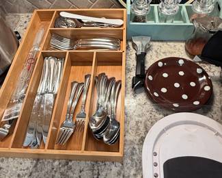 Stainless Steel Flatware Set with Bamboo Organizer