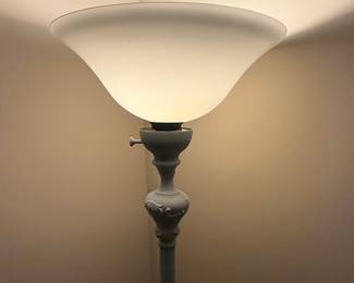 Vintage Torchiere Floor Lamp with Frosted Glass Shade
