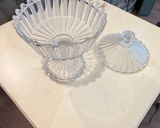 Vintage Crystal Footed Compote with Lid