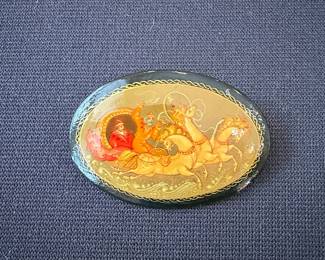 Vintage Russian Lacquer Miniature Brooches