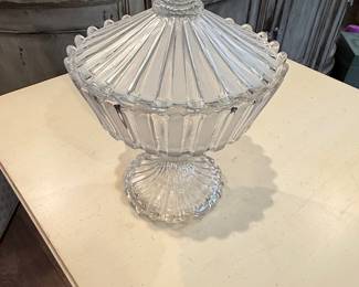 Vintage Crystal Candy Dish with Lid - Fluted Pattern
