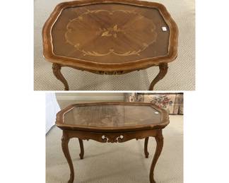 Vintage table with glass tray