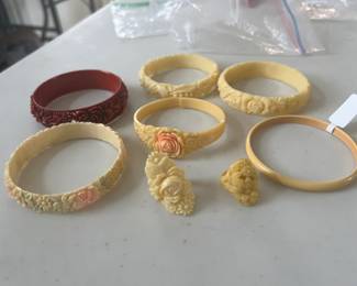 Bakelite, Catalin bracelets, rings