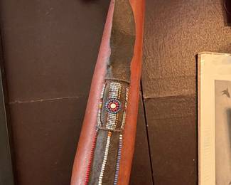 Maasai Beaded Gourd Knife Sheath with Simi Dagger
