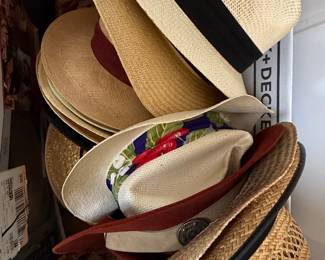 Assorted Straw Hats, including Panama and Fedora styles