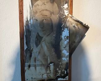 Mixed Media Assemblage with Distressed Photograph