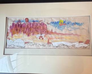 Abstract Figurative Drawing with Watercolor Wash