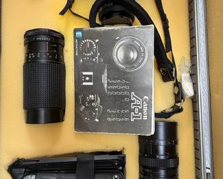 Canon A-1 Camera with FD 50mm f/1.4 Lens and Accessories