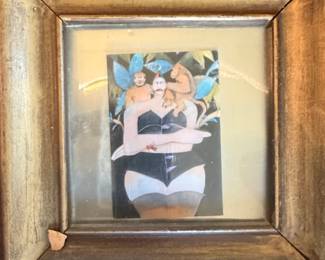 Framed Collage of a Muscular Figure with Monkeys