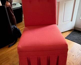 Vintage Upholstered Slipper Chair with Pleated Skirt