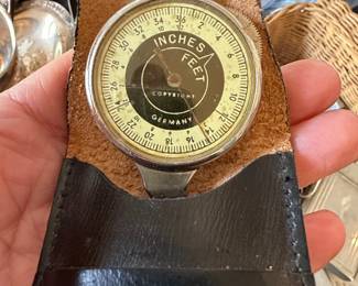 Vintage German Opisometer / Map Measurer with Leather Pouch