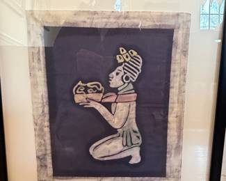 P. Argaez P. Signed Mayan Temple Rubbing Art