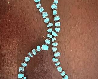 Turquoise Nugget and Sterling Silver Bead Necklace