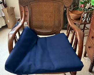 Antique Carved Oak Cane Seat Armchair