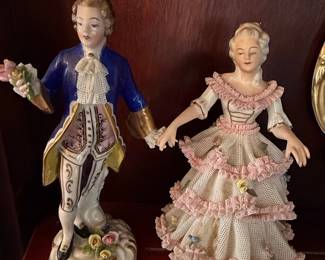 Dresden Lace Porcelain Couple Figurines