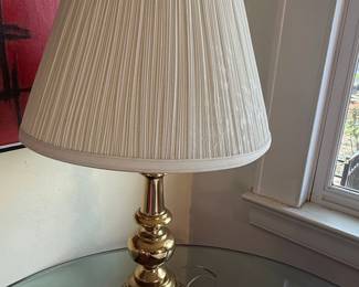 Vintage Stiffel Brass Table Lamp with Pleated Shade