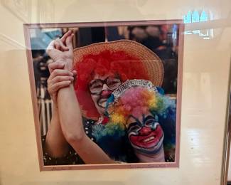 Framed Photograph of Two Clowns, Signed by Streets IV and Carson Boone
