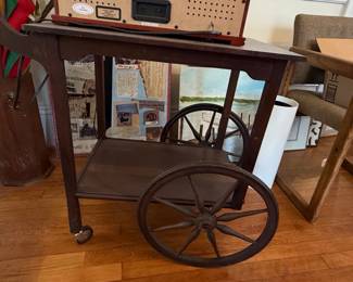 Antique Wooden Tea Cart / Bar Cart
