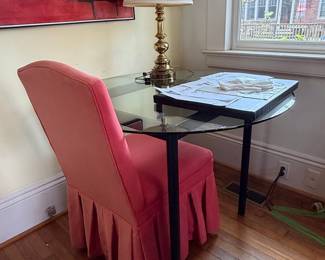 Vintage Upholstered Slipper Chair with Pleated Skirt