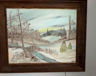 Winter Landscape Oil Painting Signed Buckner