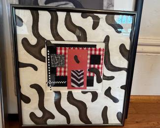 Abstract Textile Collage with Painted Background