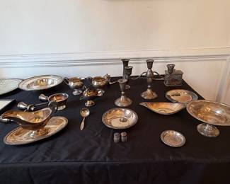 Assorted Silver-Plated Tableware and Decor