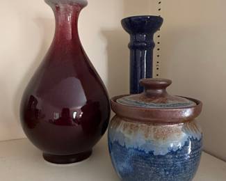 Ceramic Vase and Lidded Jar Set