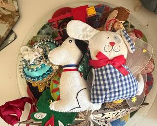 Handmade Felt Dog and Bunny Ornaments/Figurines