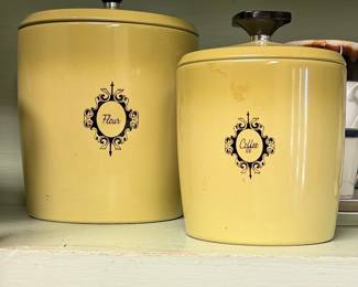 Vintage West Bend Yellow Kitchen Canister Set (Coffee & Flour)