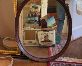 Bombay Company Traditional Cherry Wood Framed Oval Wall Mirror