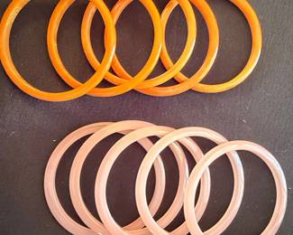 Set of Vintage Orange and Pink Plastic Bangles